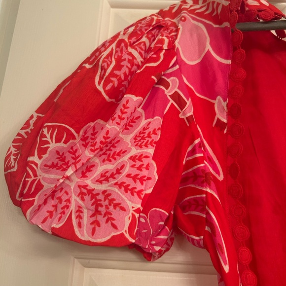 NWT Farm Rio Women Summer Sunrise Midi Dress Red Small - Picture 7 of 8